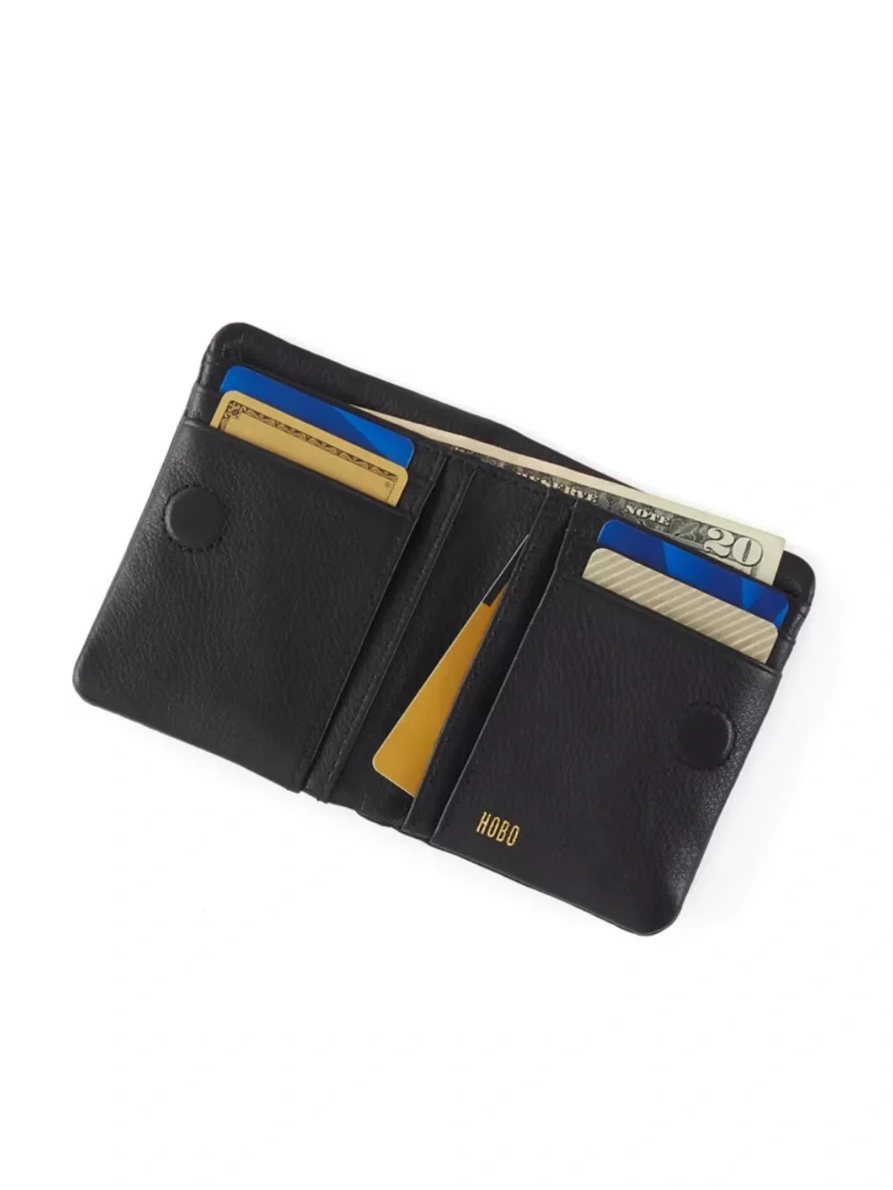NWT HOBO Black with Gold Studs Lumen Mini Wallet